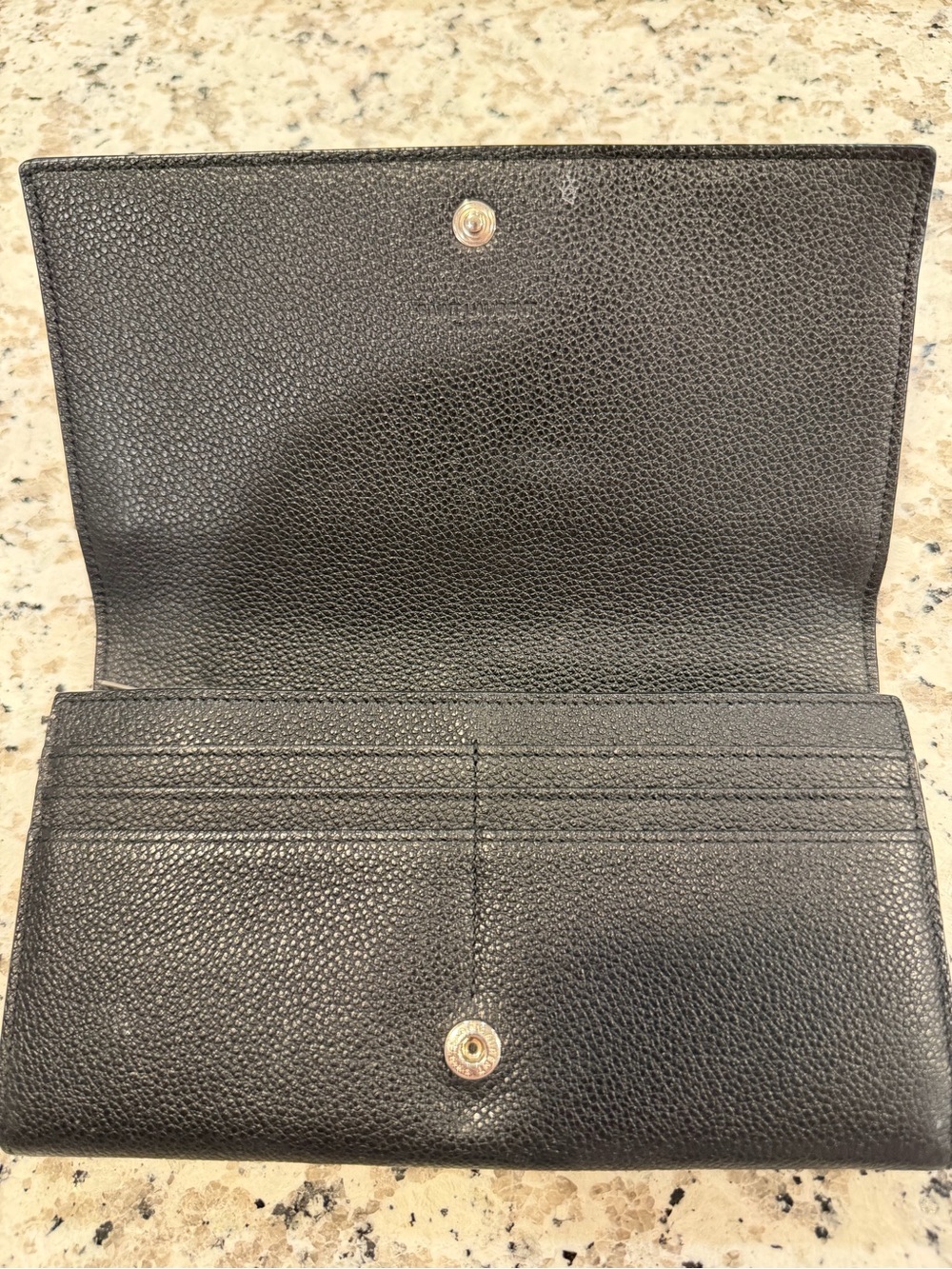 Saint Laurent Black Pebbled Leather Long Wallet - Picture 3 of 7